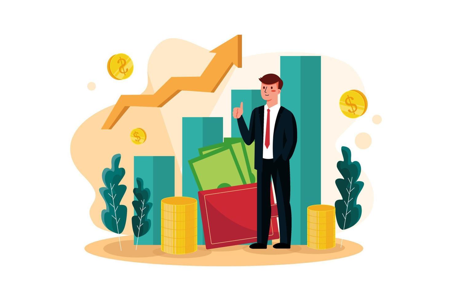 Businessman with large profit Illustration vector