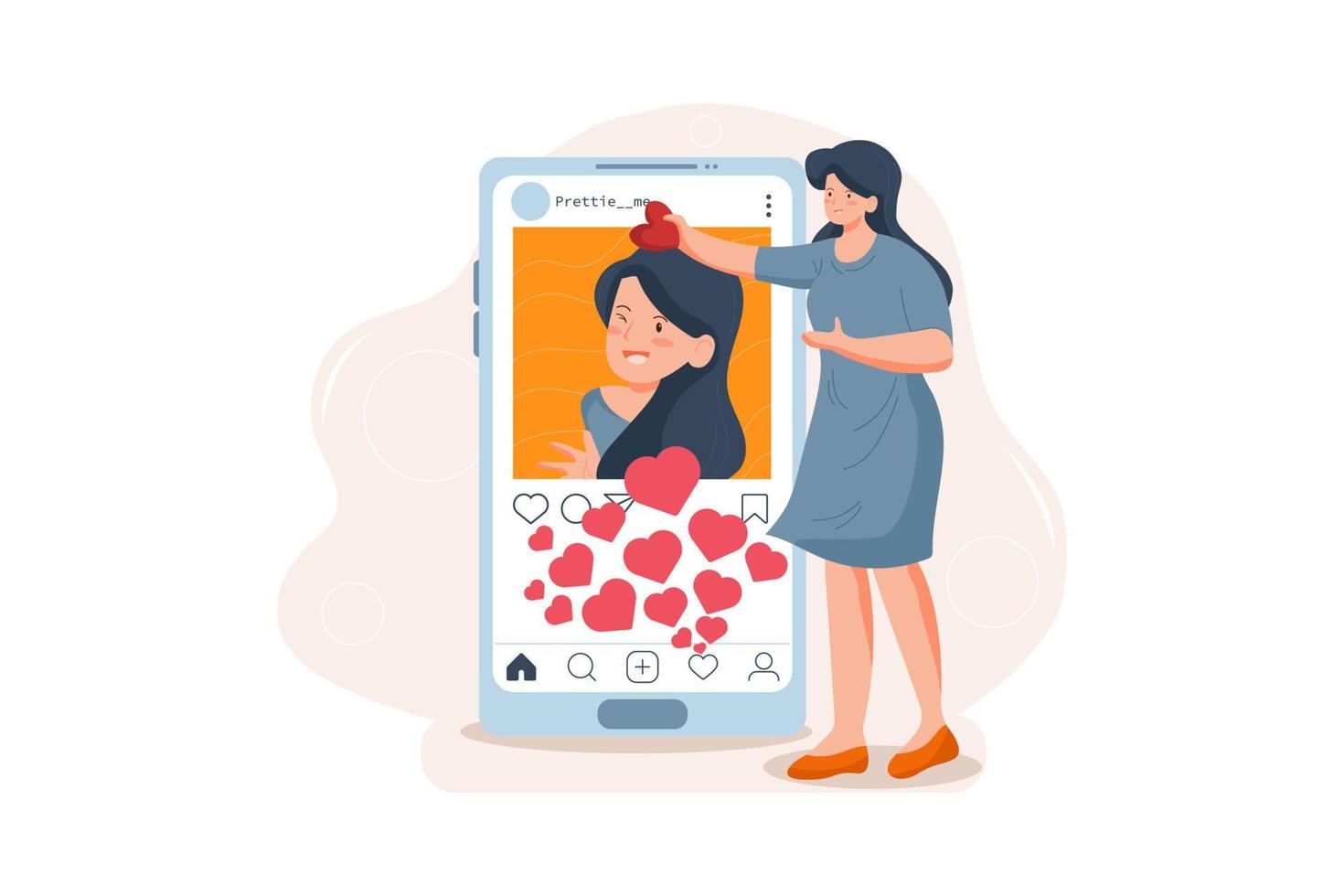 The girl is getting excited because of her high social network interaction. vector