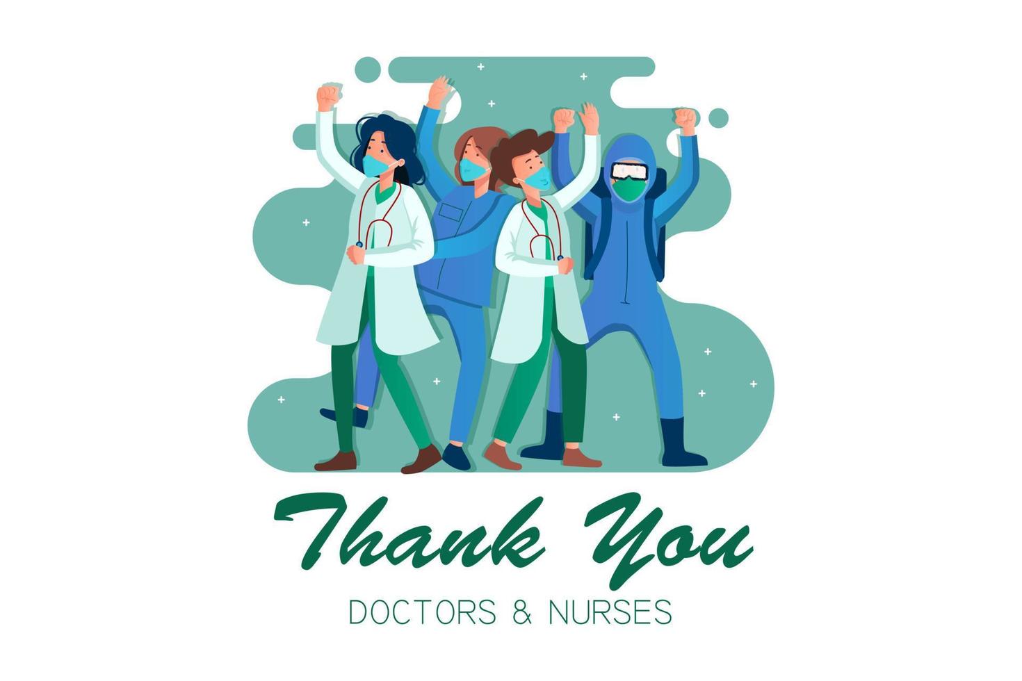 Thank you doctors and nurses Illustration concept. Flat illustration isolated on white background vector