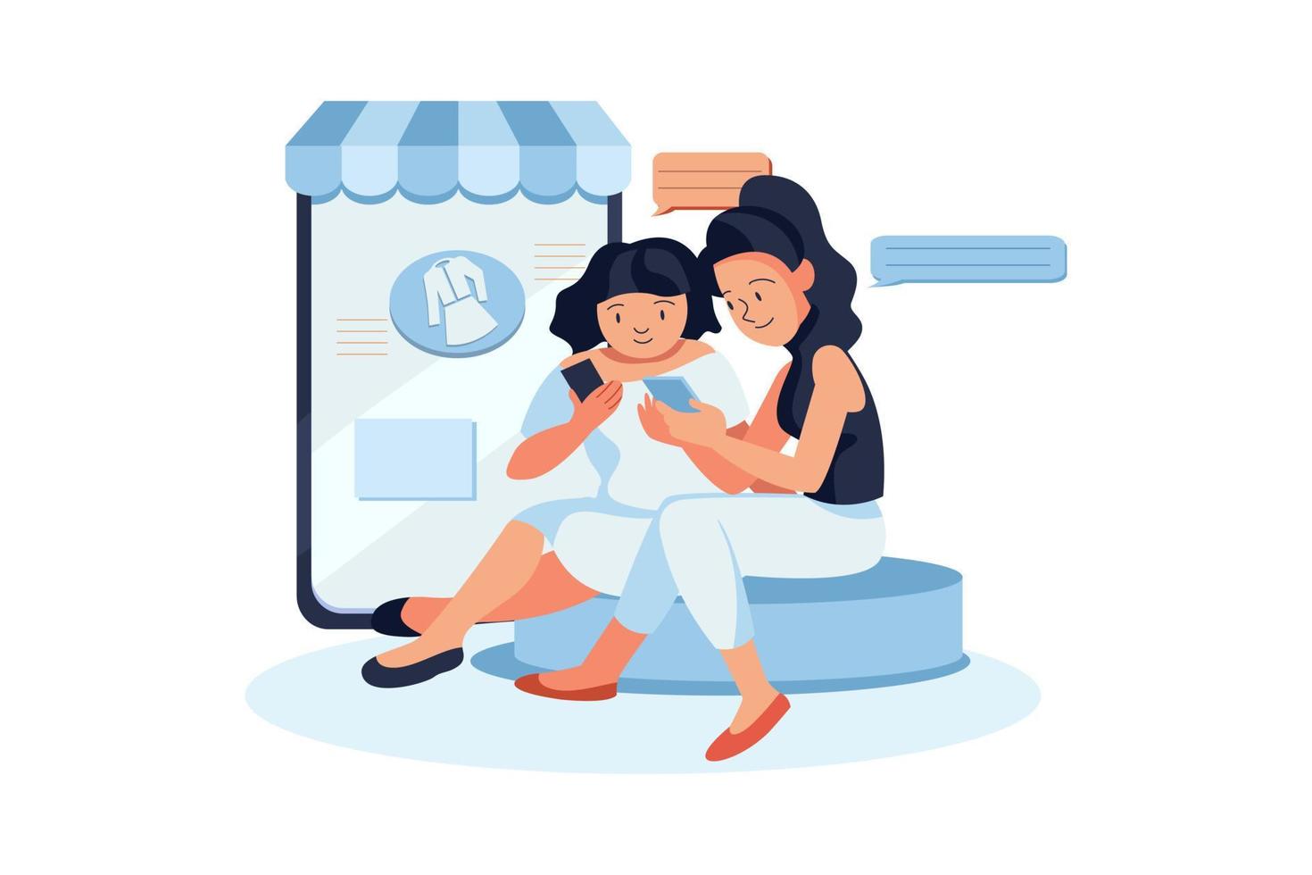Women Giving Shopping Review Online vector