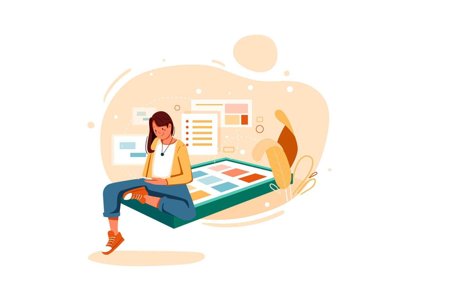 Girl launching her own application Illustration vector