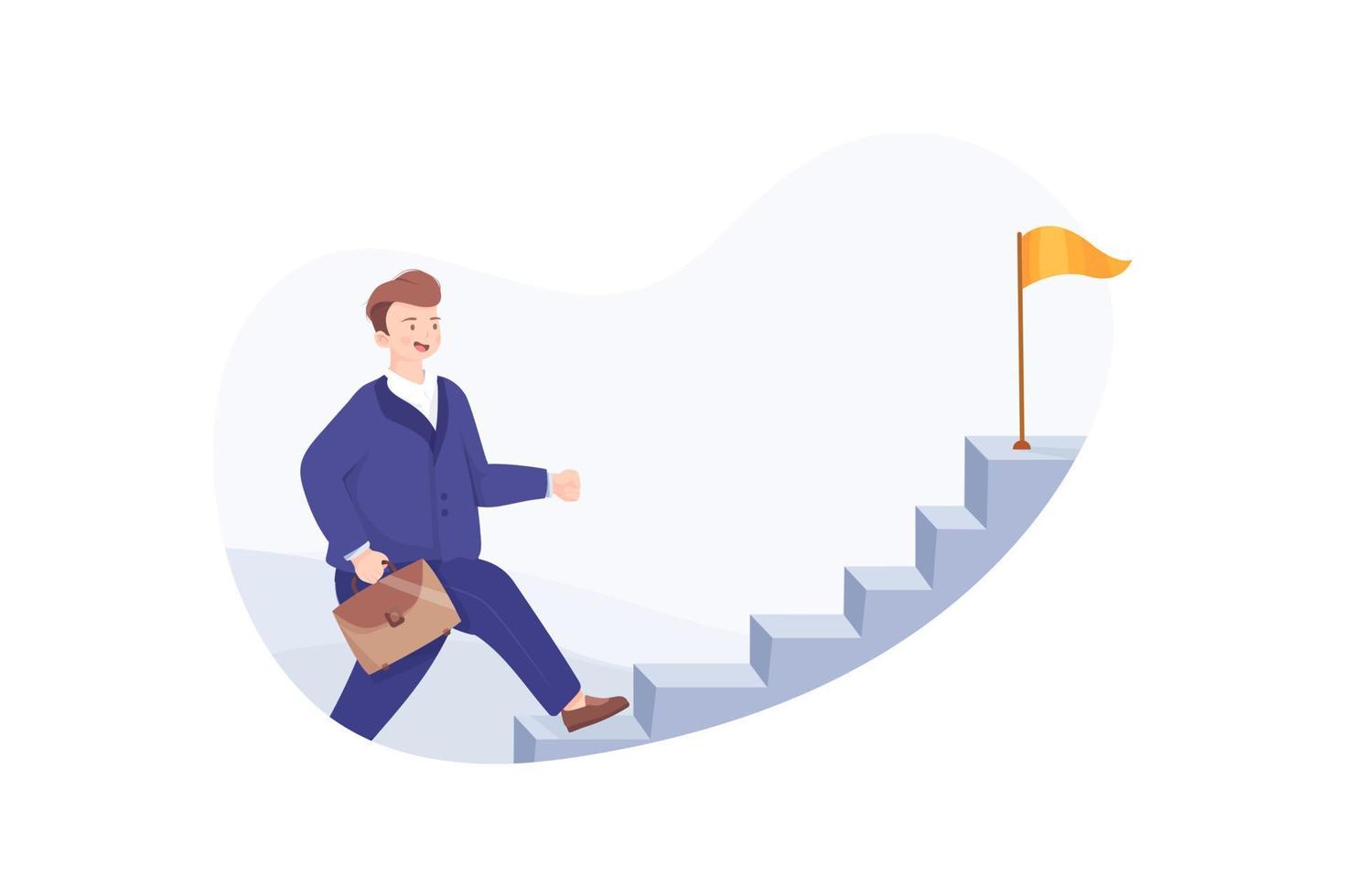 Businessman Character Running Up Stairway to the Top vector