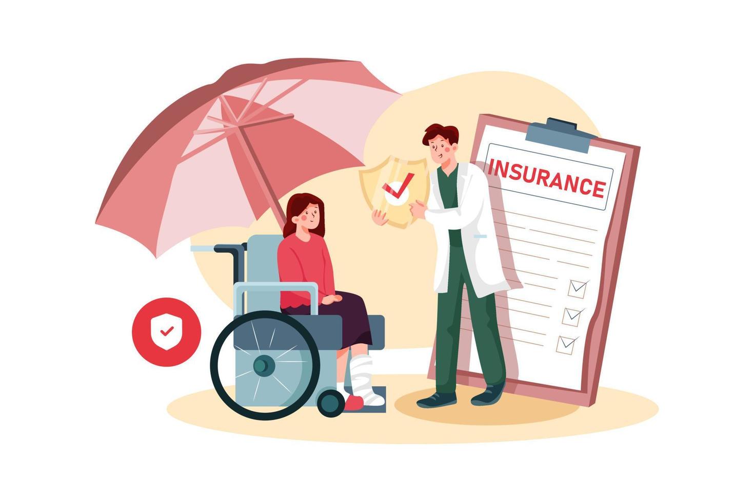 Disability Insurance Flat Illustrations ConCept vector