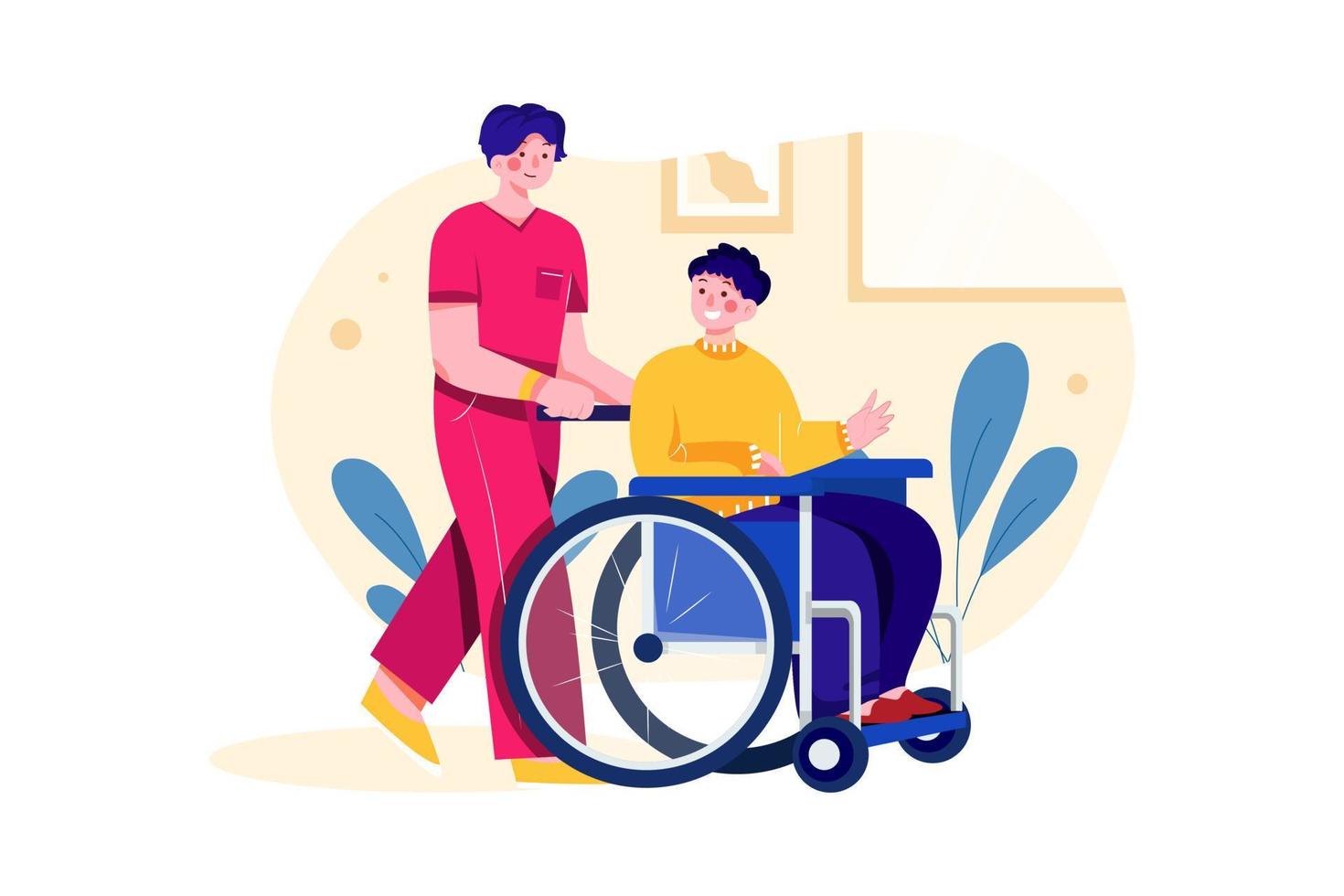 Man in wheelchair Flat Illustrations Concept vector
