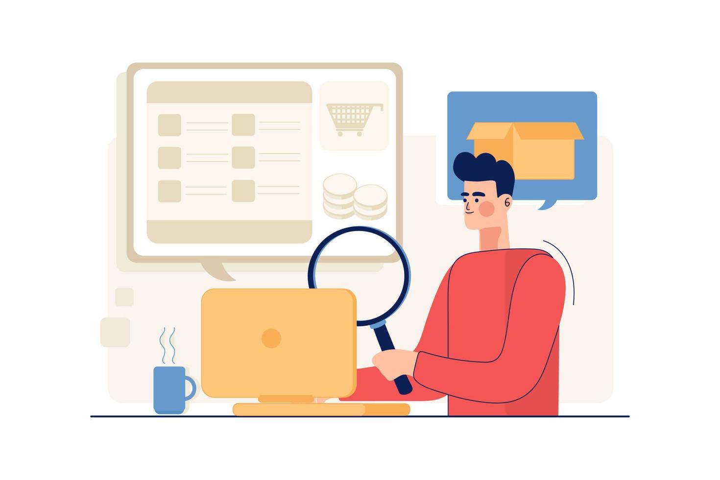 Man Checking Advertisement vector