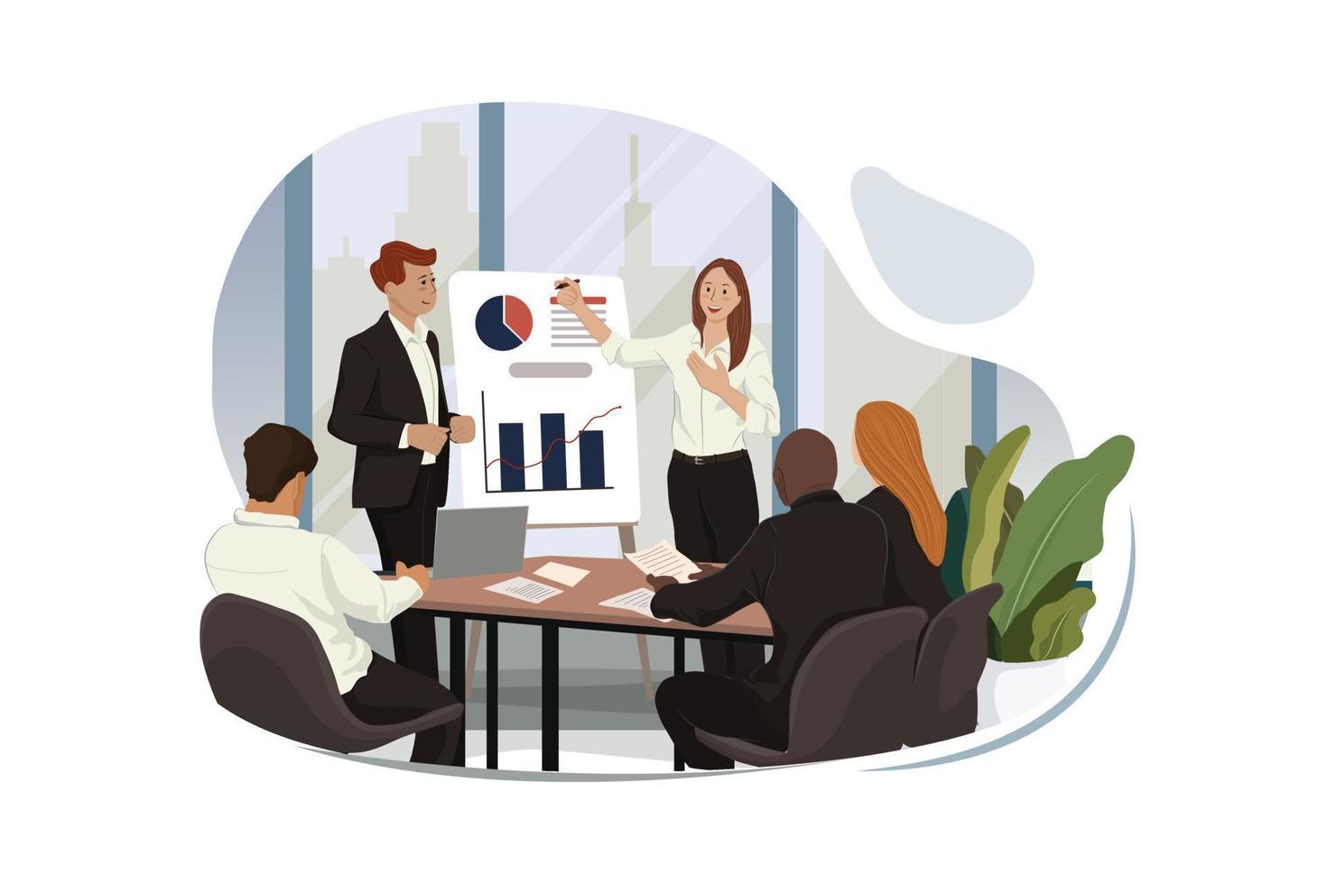 Business presentation on chart for executives vector