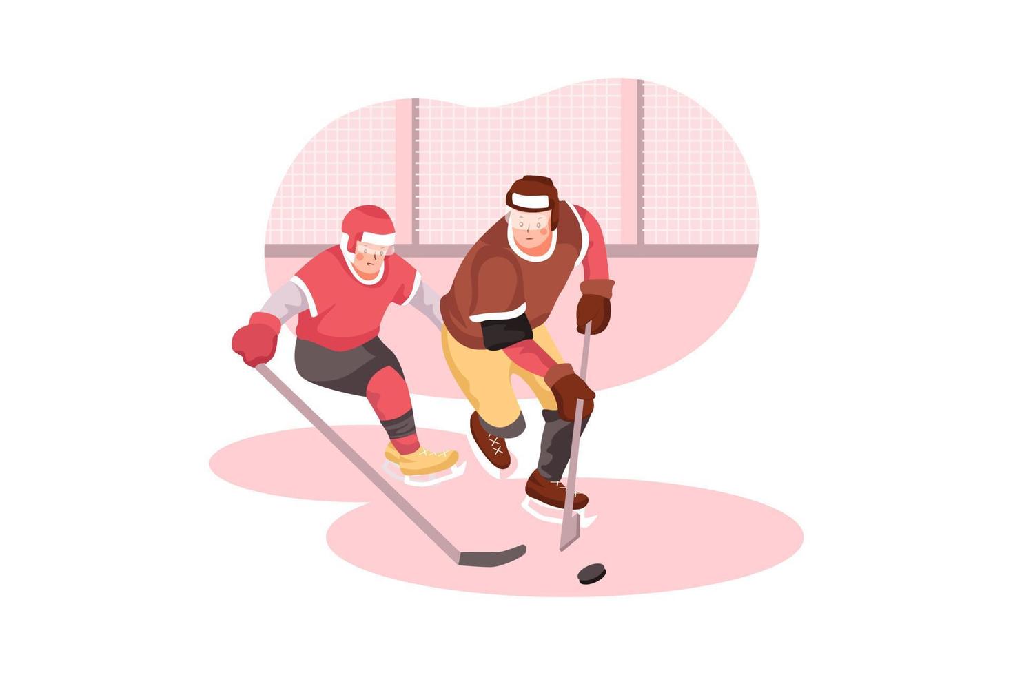 concepto de ilustraciones planas de hockey vector