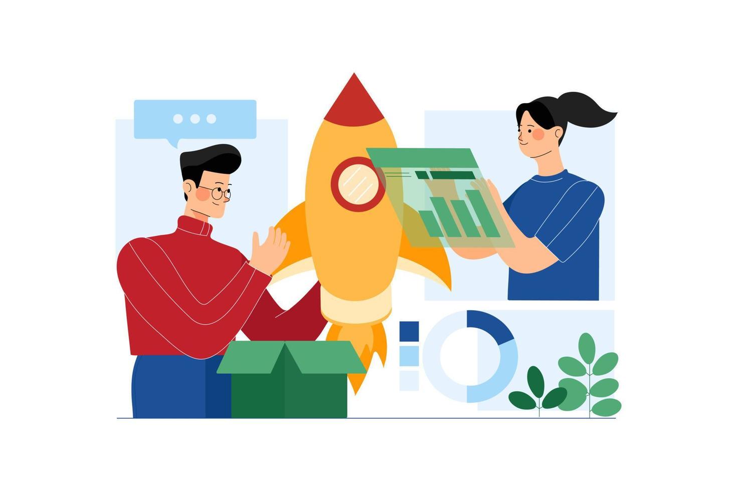 Marketing Team Working On Product Based Promotion vector