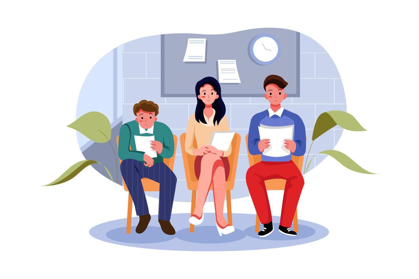 Business people waiting for a job interview vector