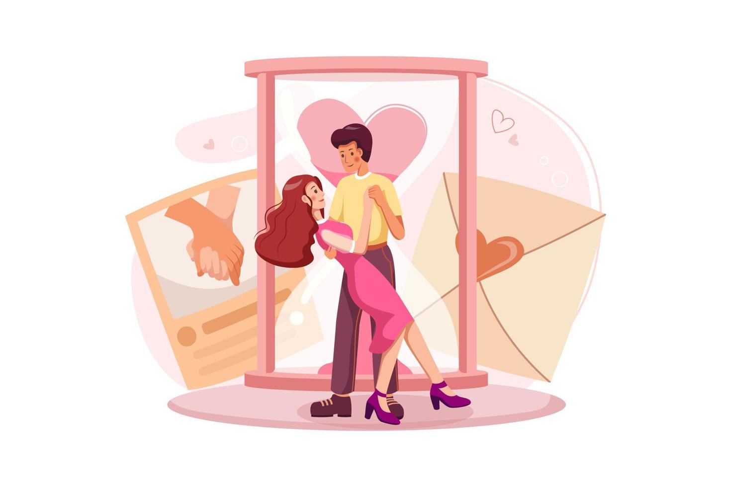 Happy romantic couple dancing on valentine day illustration vector