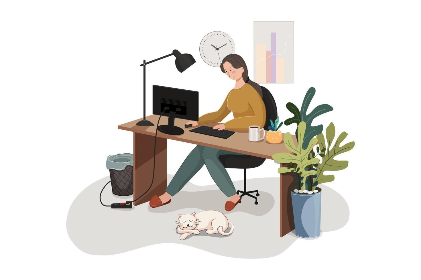 Work from home Illustration concept. Flat illustration isolated on white background vector