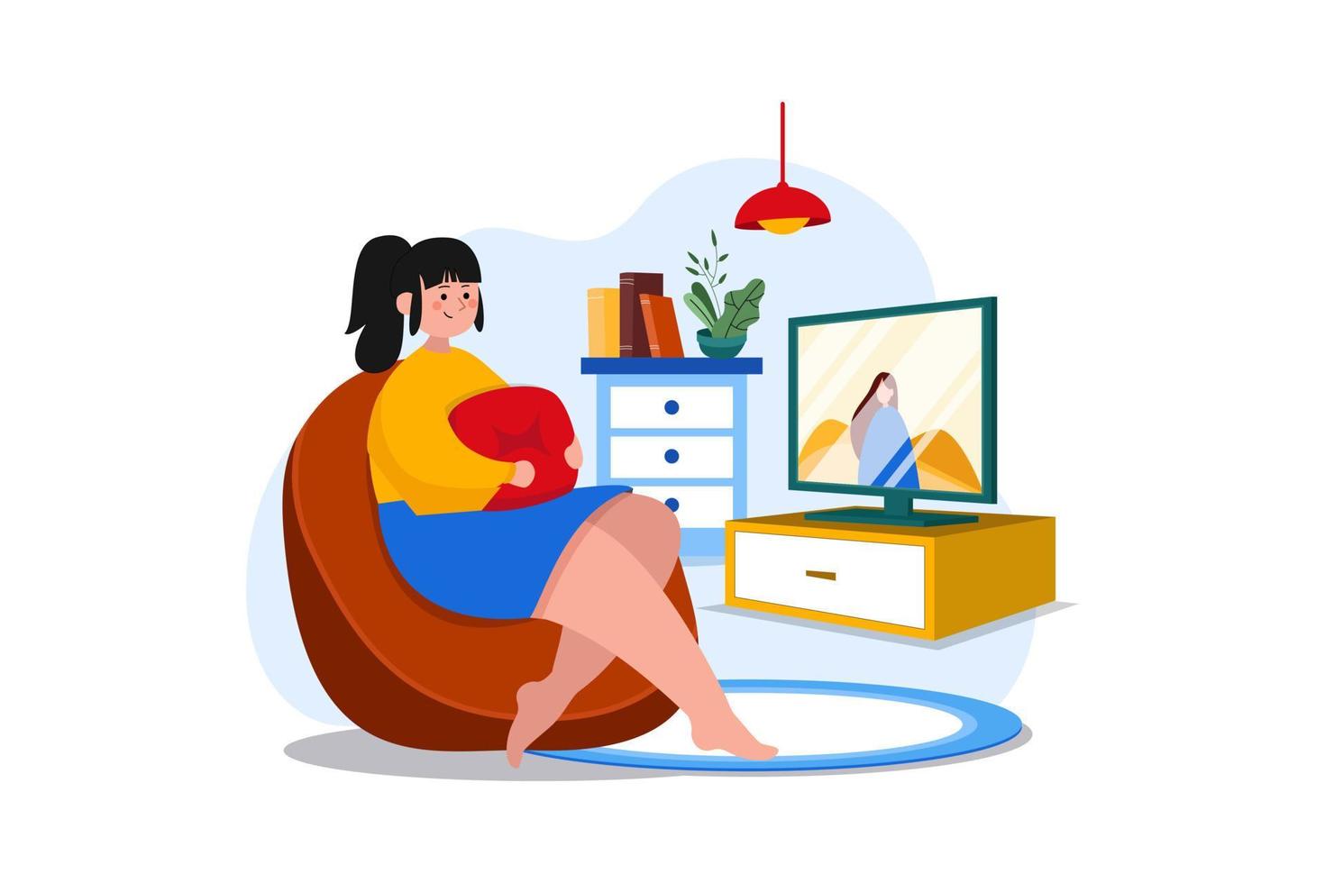 Girl watching movie vector