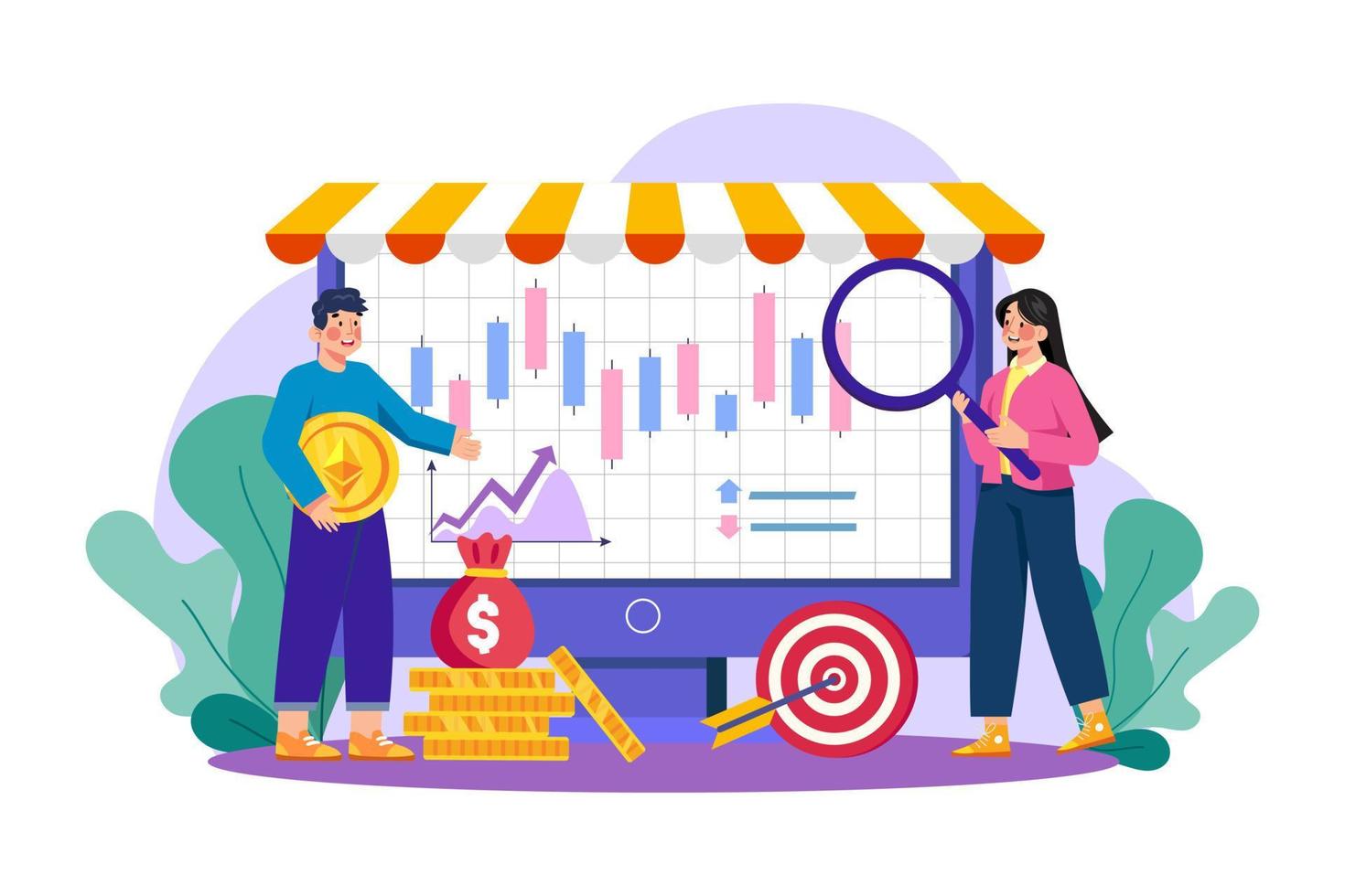 NFT marketplace Illustration concept vector