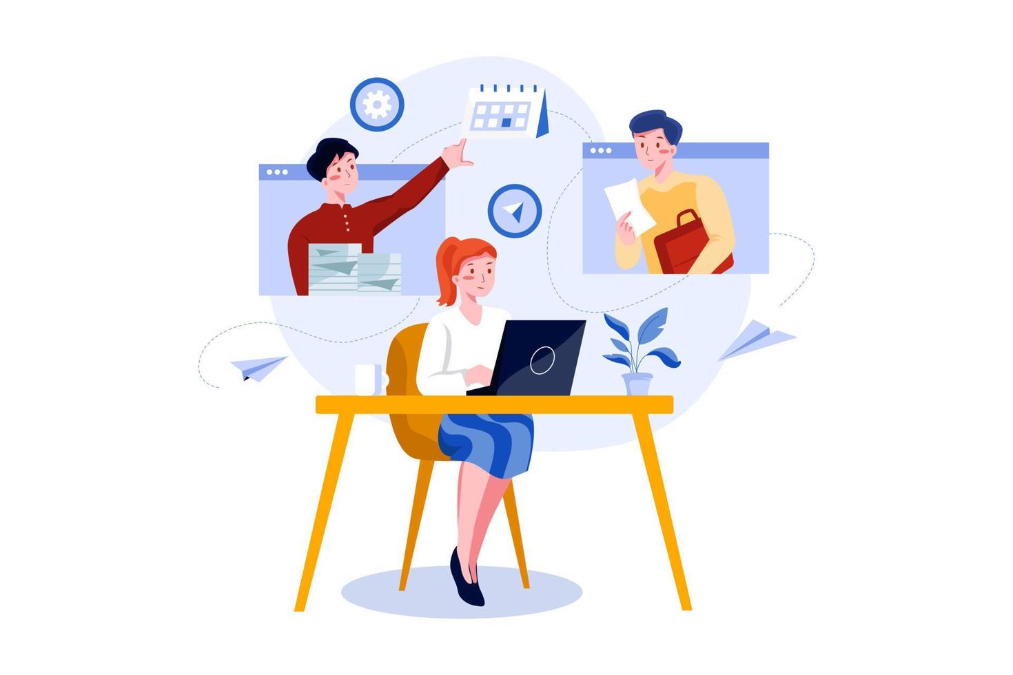 Multitasking Flat Illustrations Concept vector