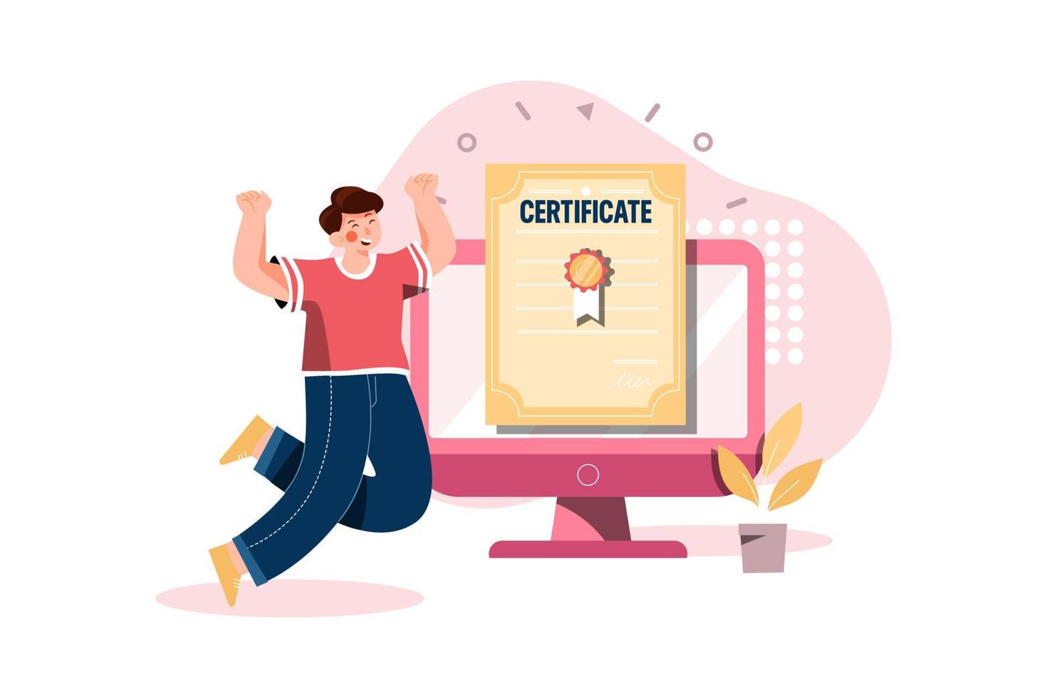 concepto de ilustraciones planas de certificación vector