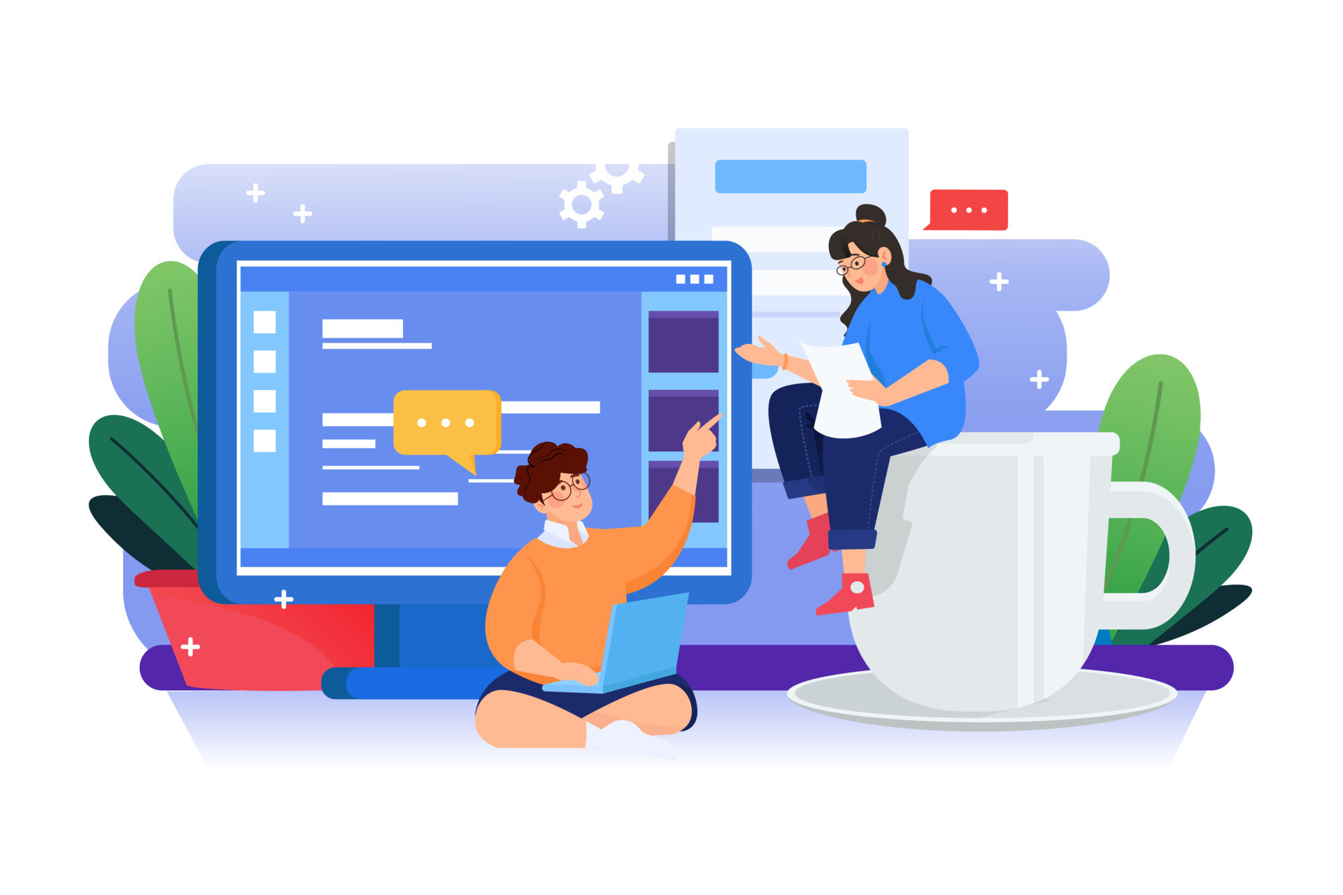 Man and woman are discussing about computer coding program 8518293 ...