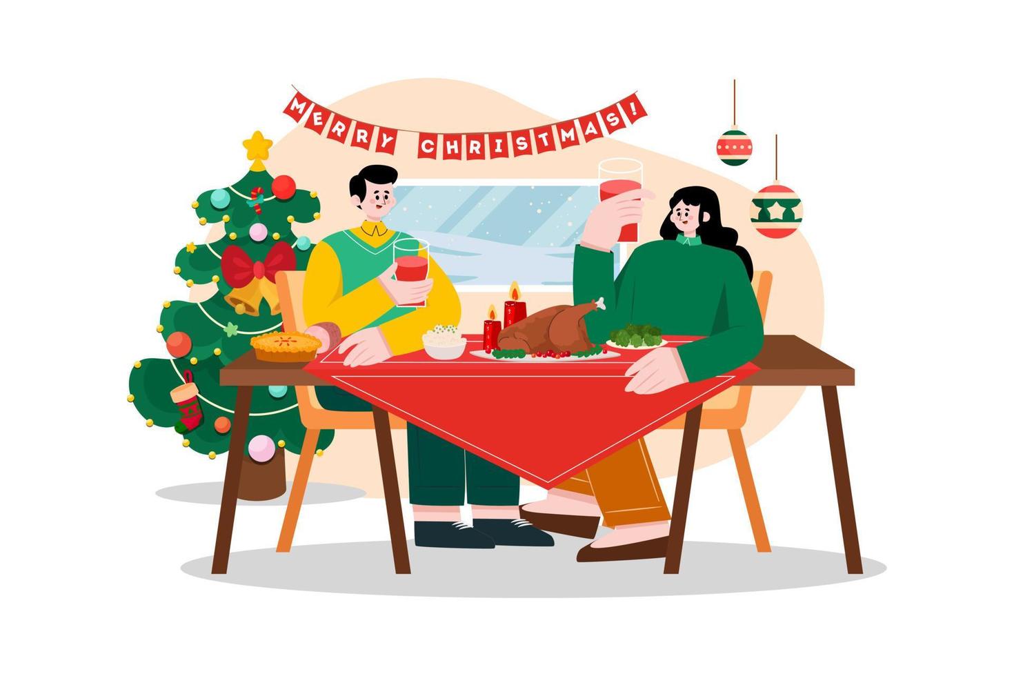 Christmas dinner party vector