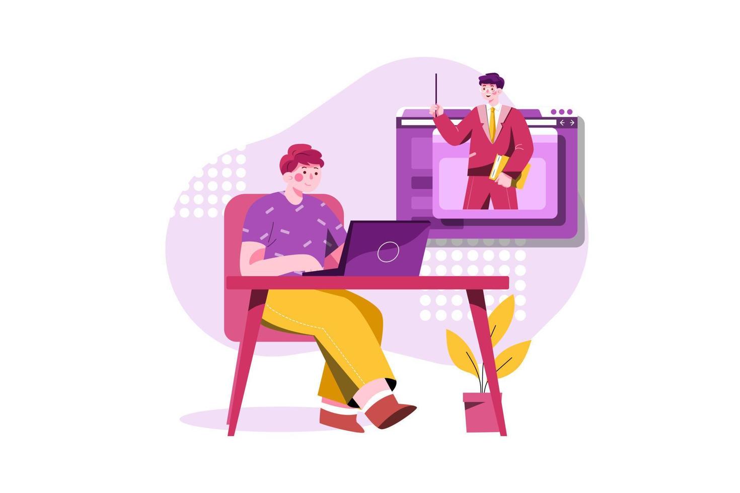 Online Course Flat Illustrations Concept vector