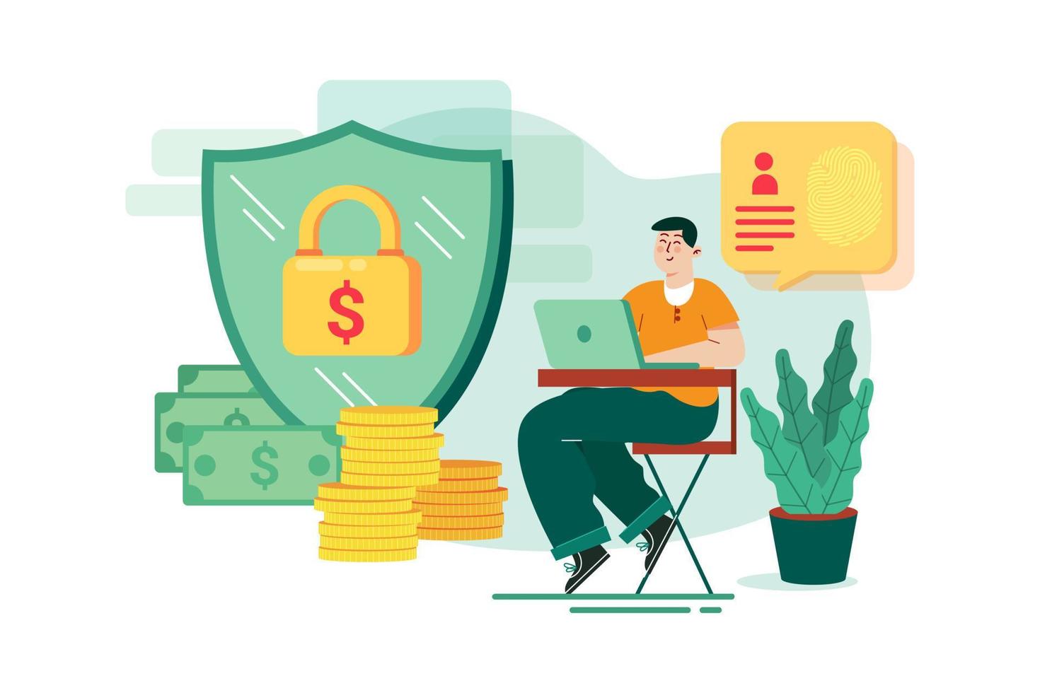 concepto de ilustraciones planas de seguridad financiera vector