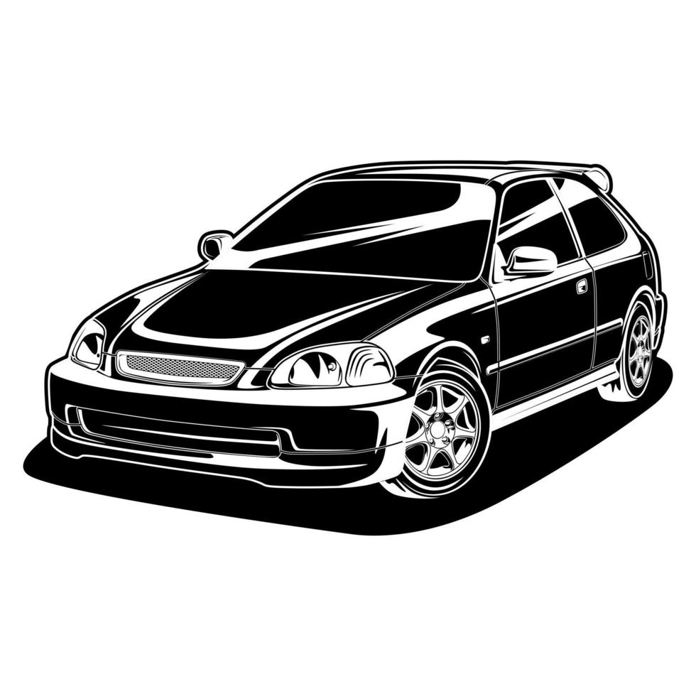 Black and white car vector illustration for conceptual design