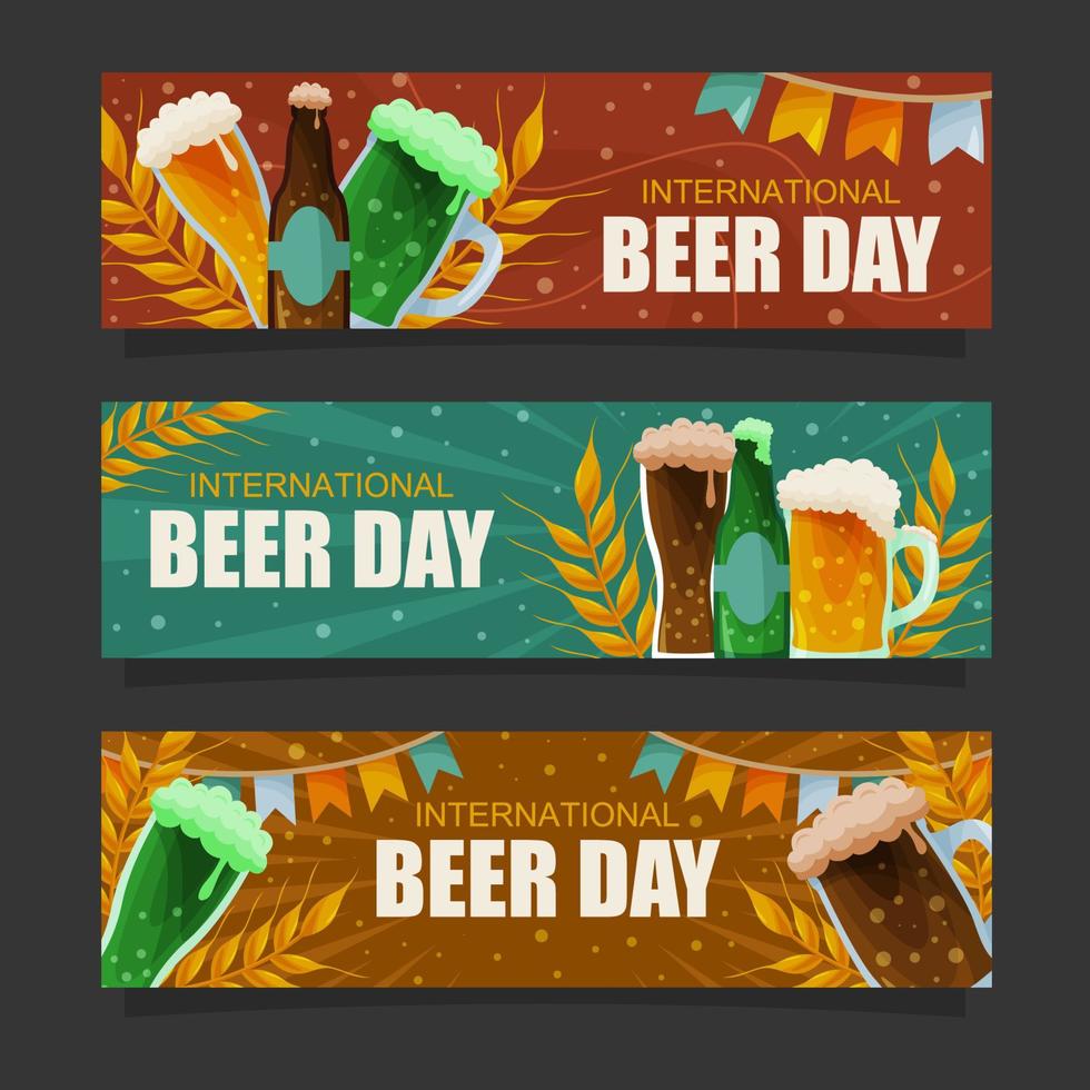 colección del festival de banners del día internacional de la cerveza vector