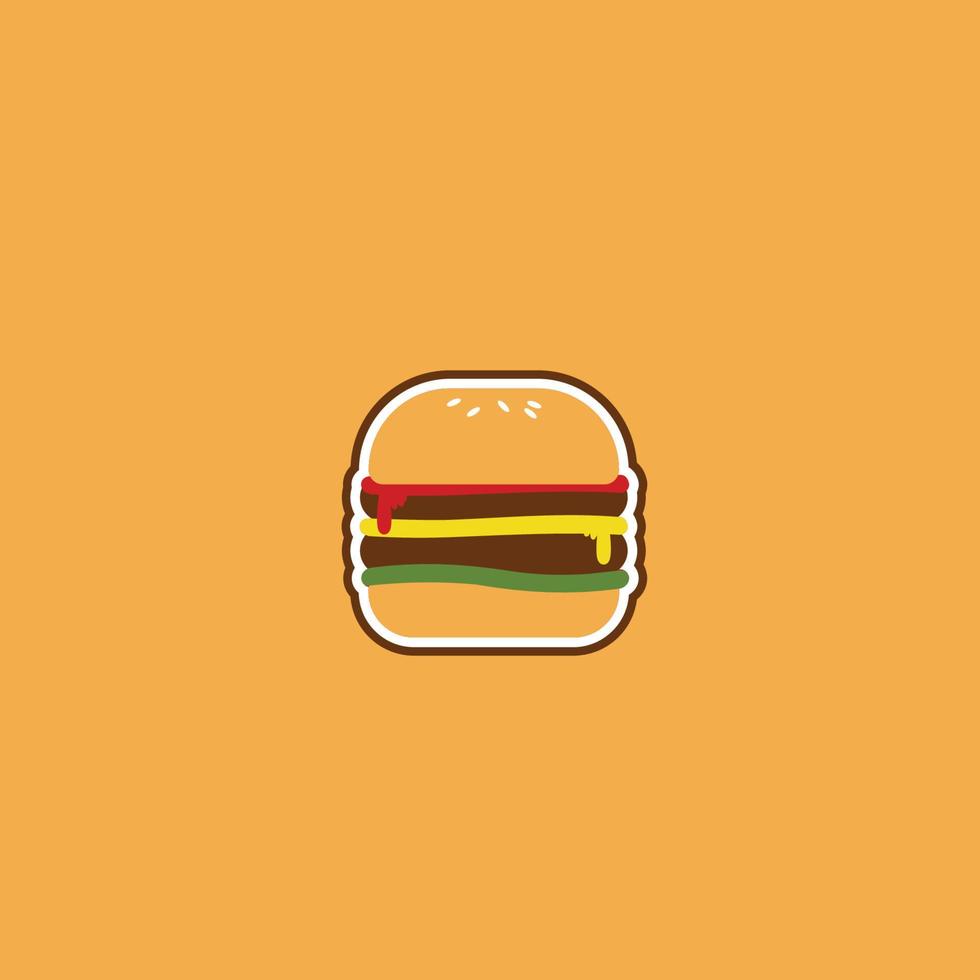 Simple Burger Flat Logo Illustration vector