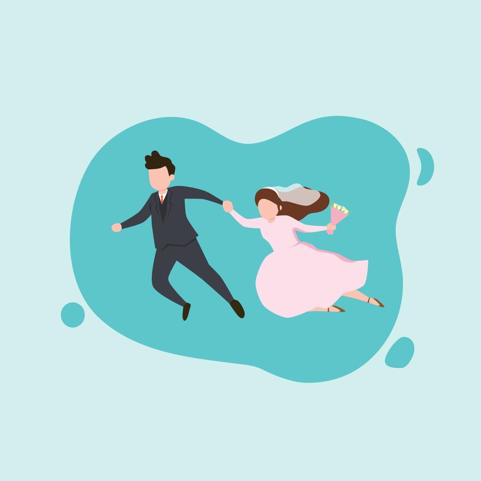 Flying Married Couple Wedding vector