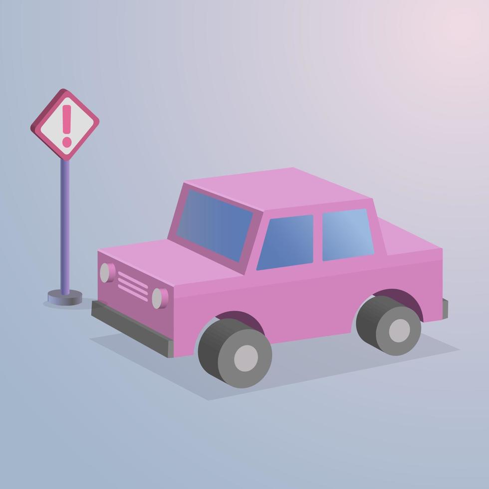 Car pink icon vector