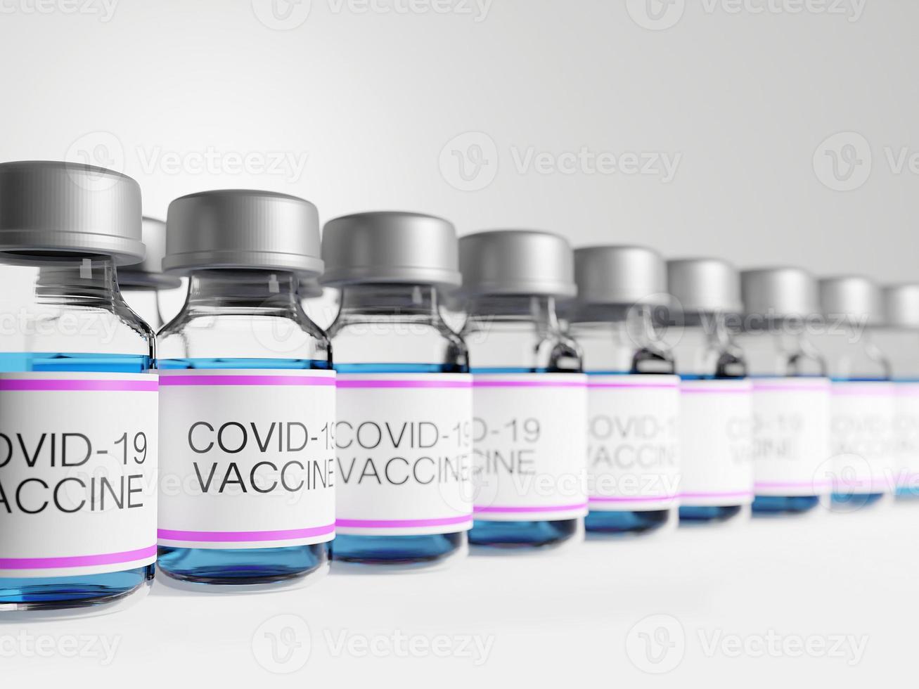 3D rendering of Covid-19 vaccines bottles photo