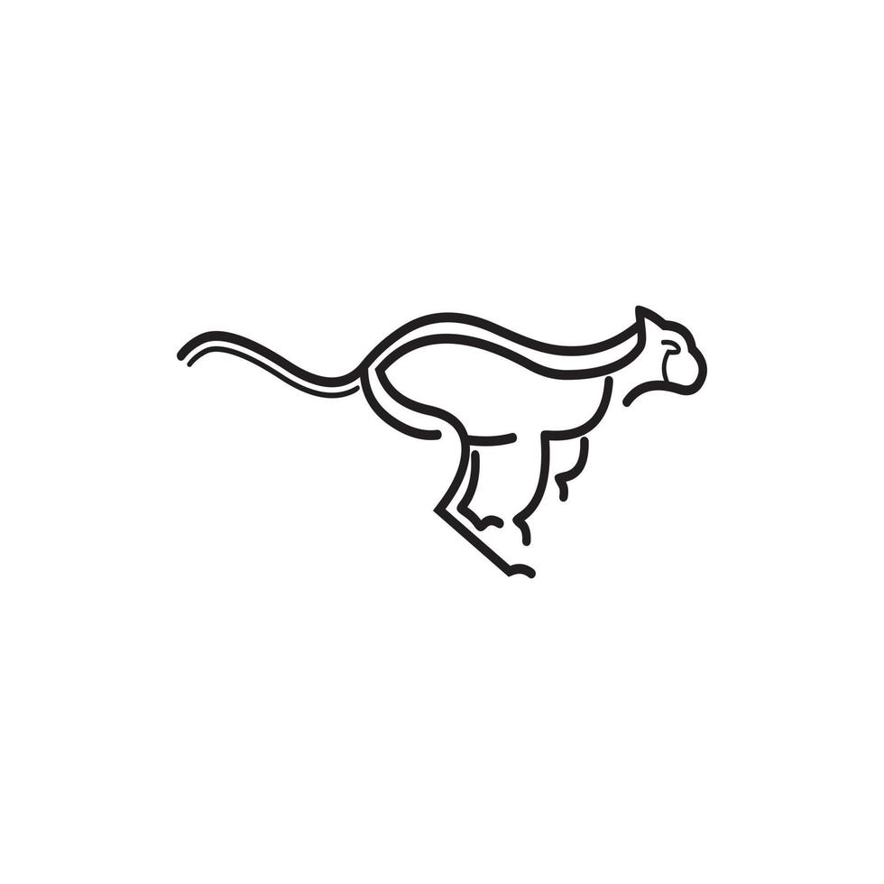Cheetah outline vector logo design on white background.