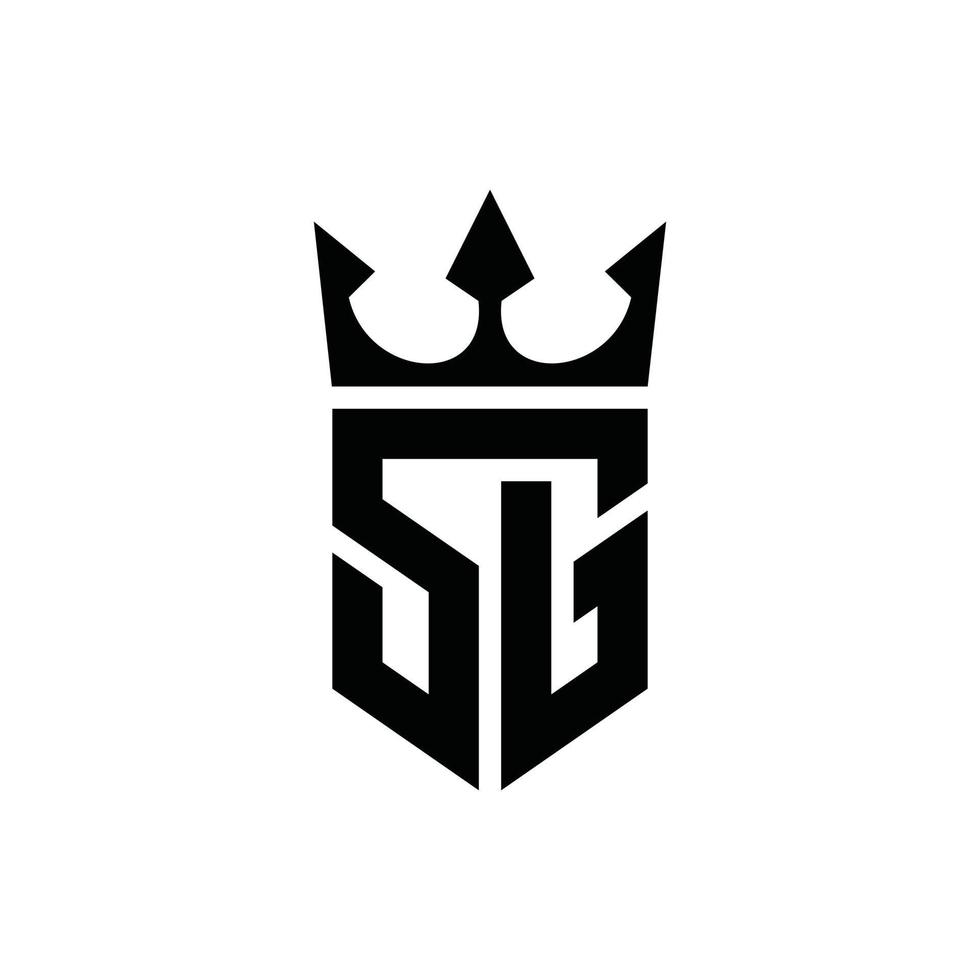 Initial letter SG or GS logo design with crown icon vector. vector