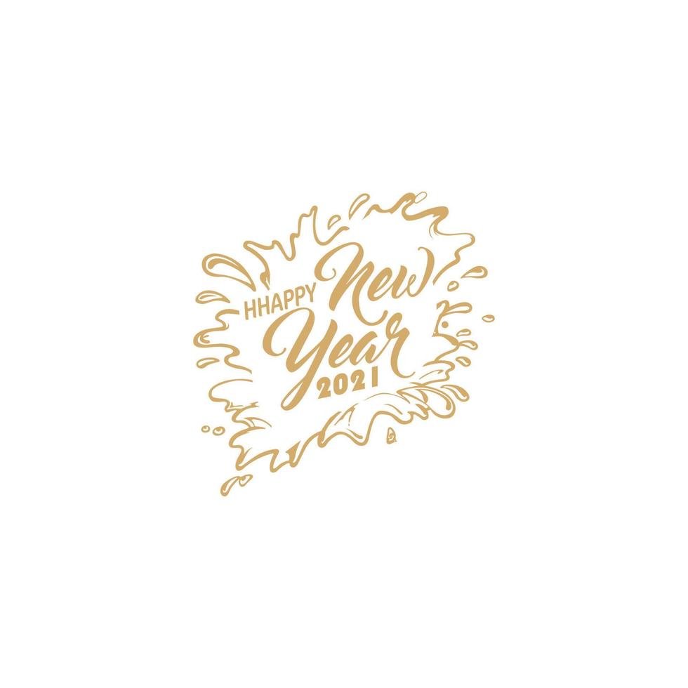 Happy 2021 New Year. Holiday Vector Illustration With Lettering Composition And Burst.