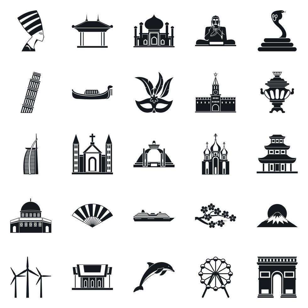 World religion icons set, simple style vector