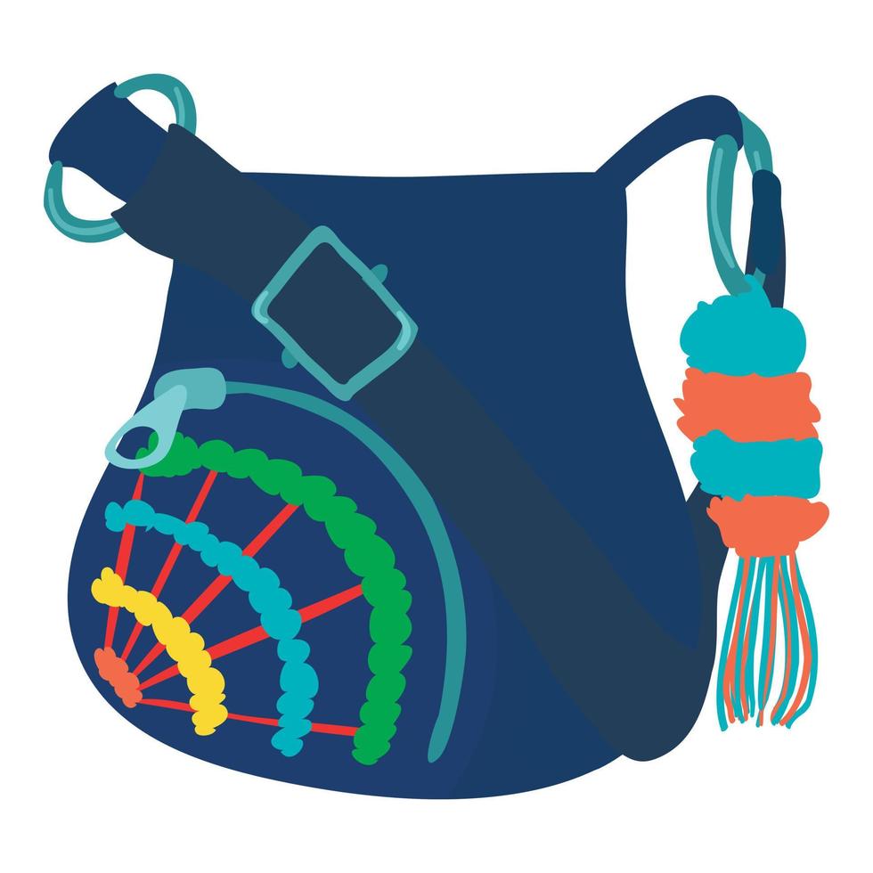 Teenage school backpack icon, cartoon style vector