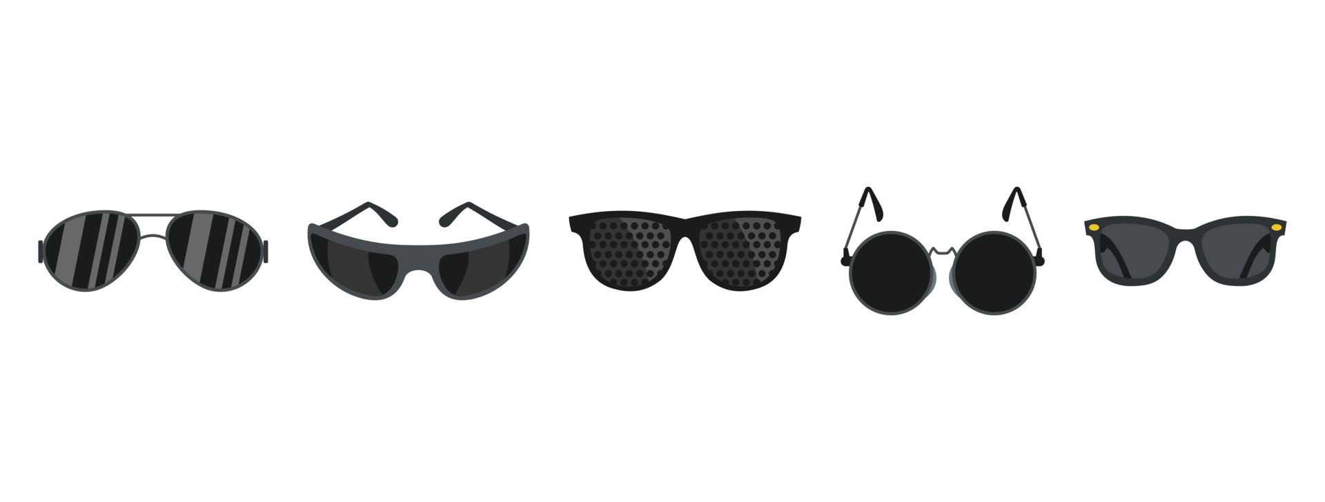 Black glasses icon set, flat style 8518849 Vector Art at Vecteezy