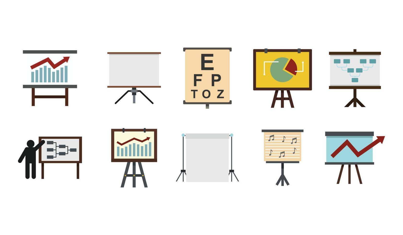 Conference banner icon set, flat style vector