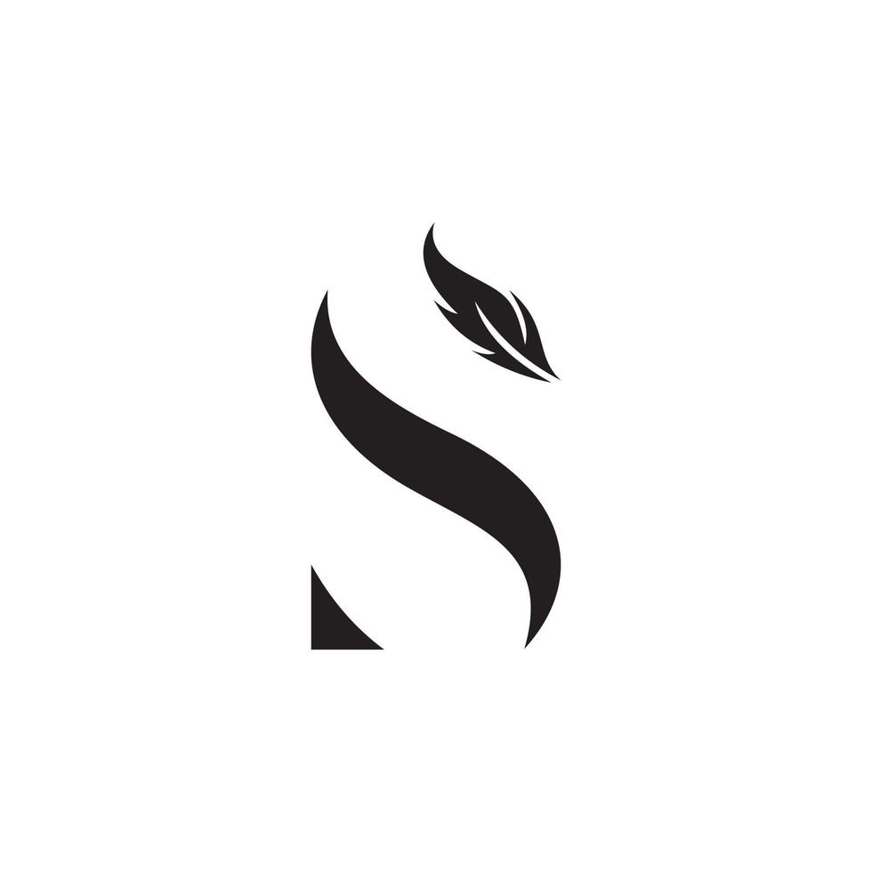 Initial Letter S Logo with feather vector logo design.