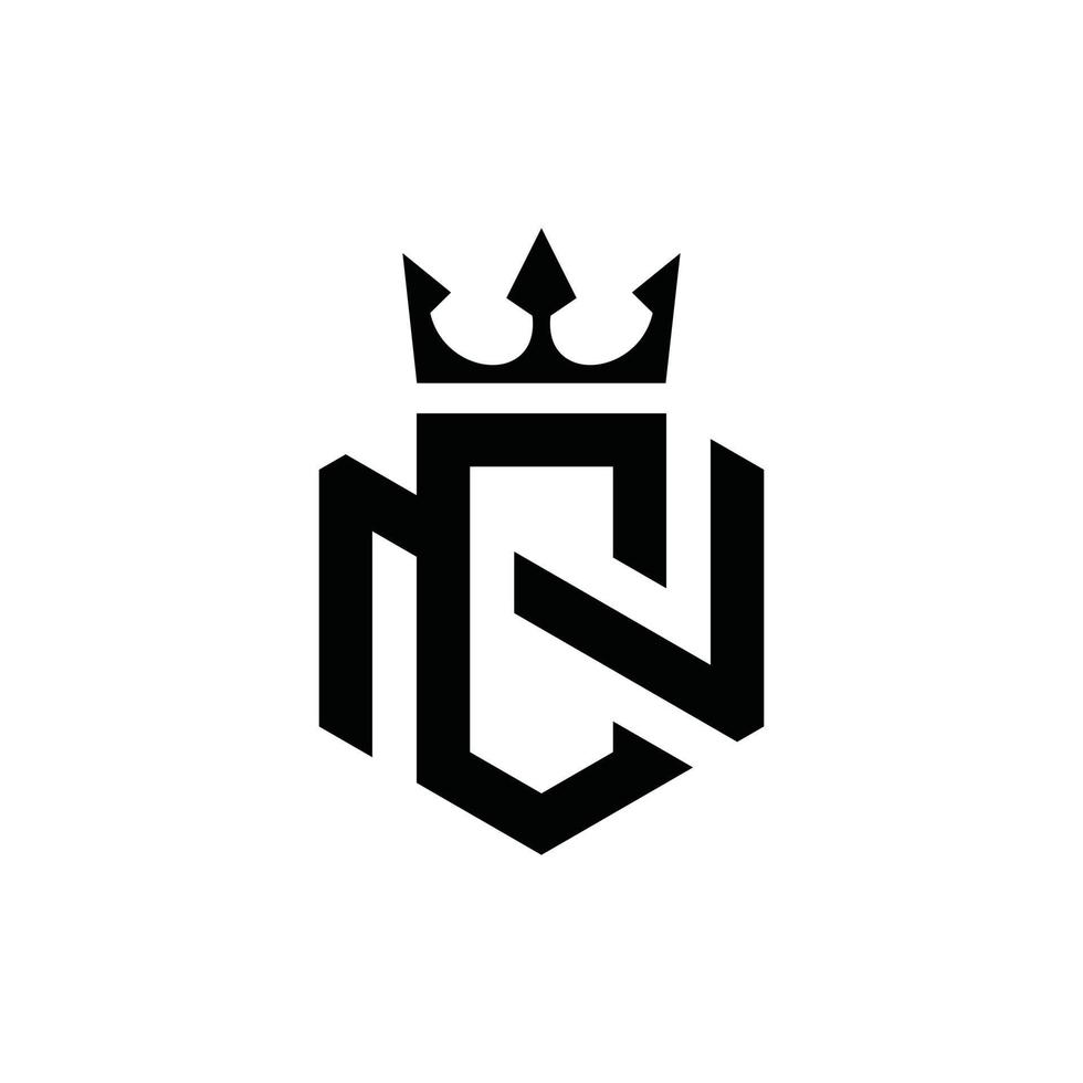 Logo NC or CN with crown icon vector. vector