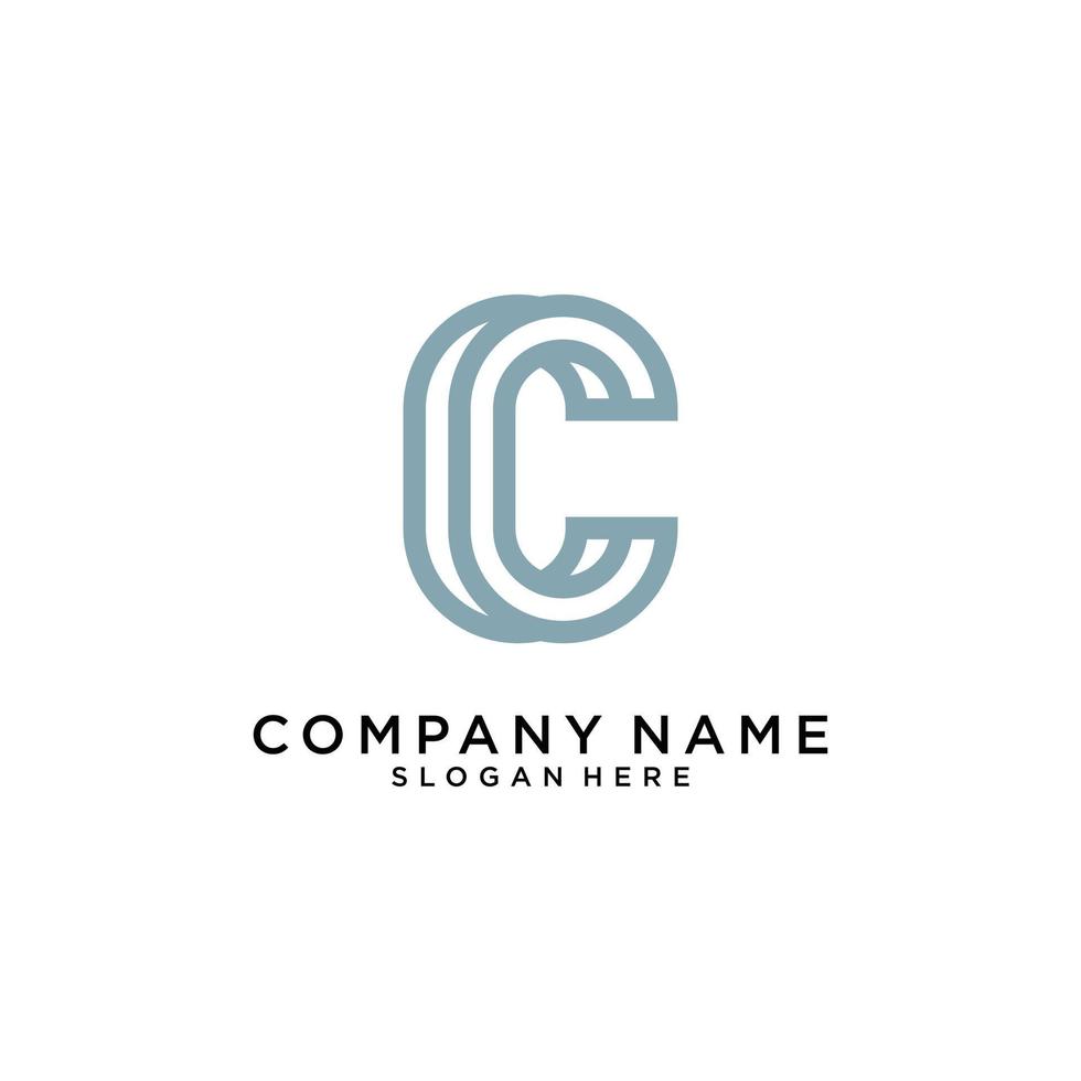 Initial letter C or CC logo design template. vector