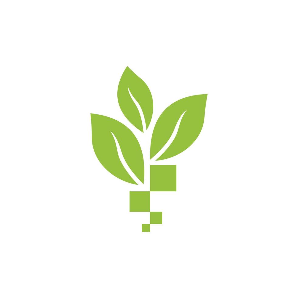 símbolo de diseño de logotipo de vector de hoja de árbol.