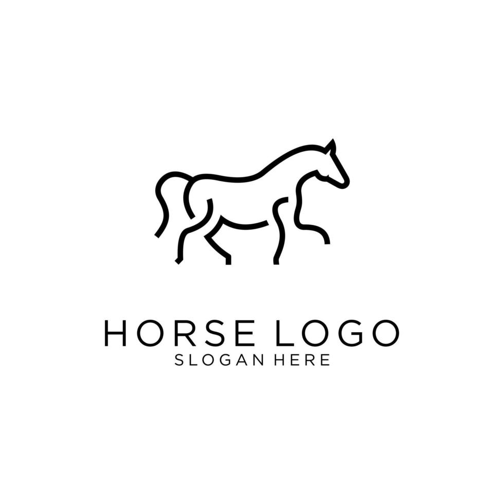 Ilustración de vector de diseño de logotipo de caballo. diseño de logotipo de caballo de arte de línea.