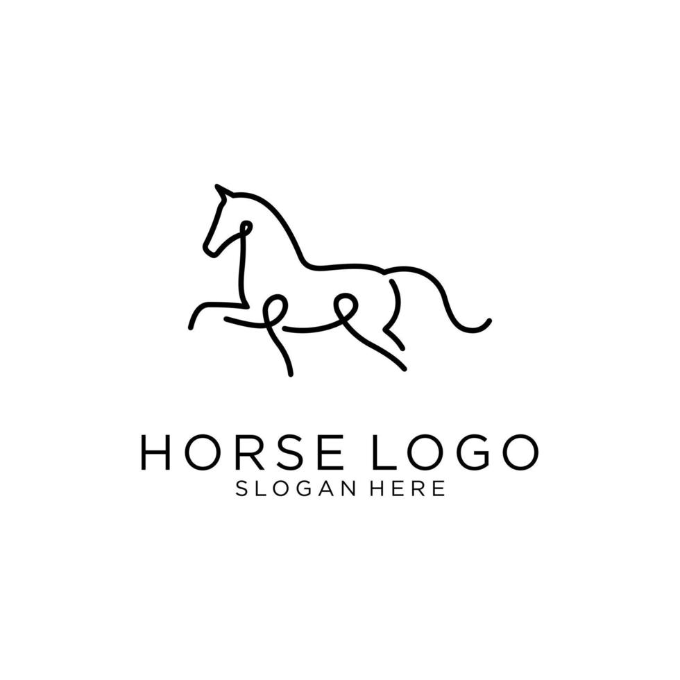 Ilustración de vector de diseño de logotipo de caballo. diseño de logotipo de caballo de arte de línea.