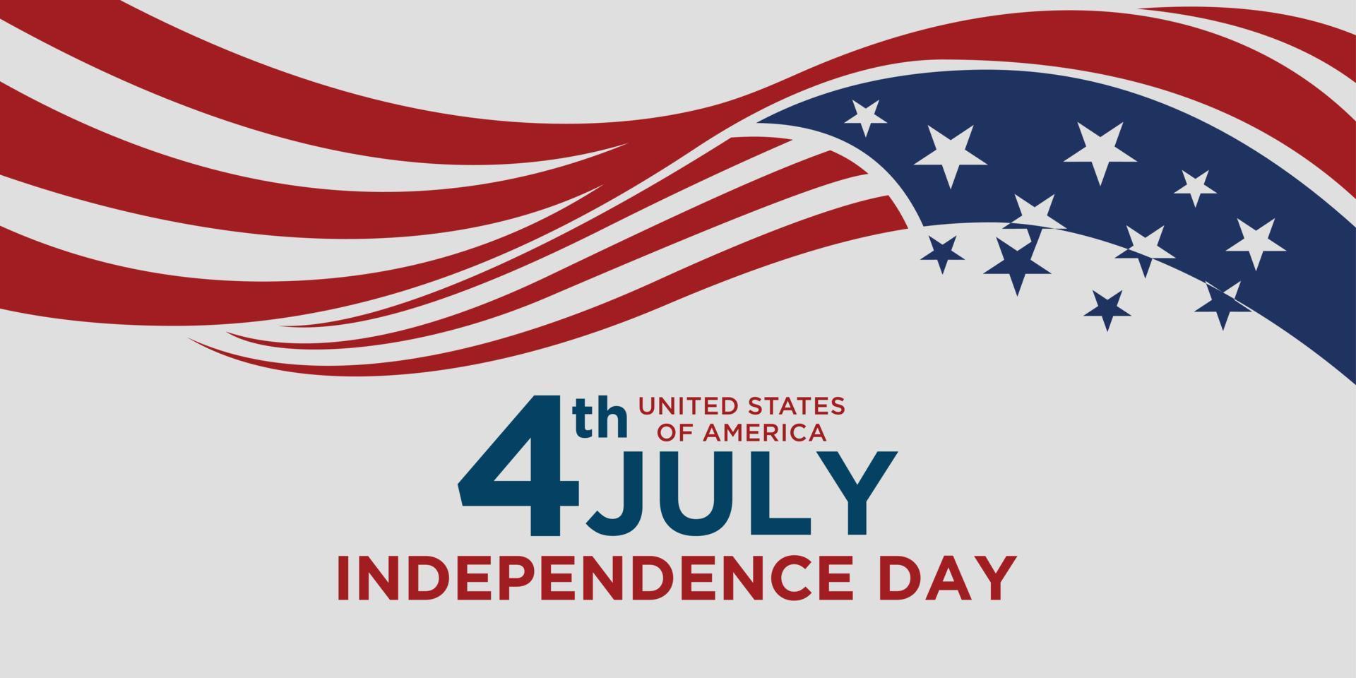 felices vacaciones del 4 de julio en los estados unidos. Ilustración de vector de tarjeta de felicitación de día de la independencia americana