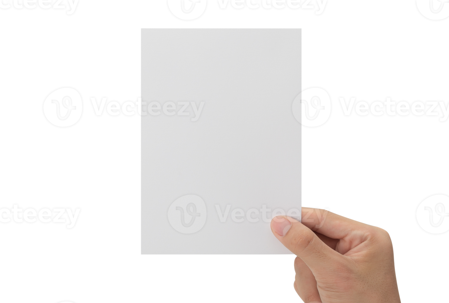 mano che tiene carta bianca, mockup di biglietto di auguri png
