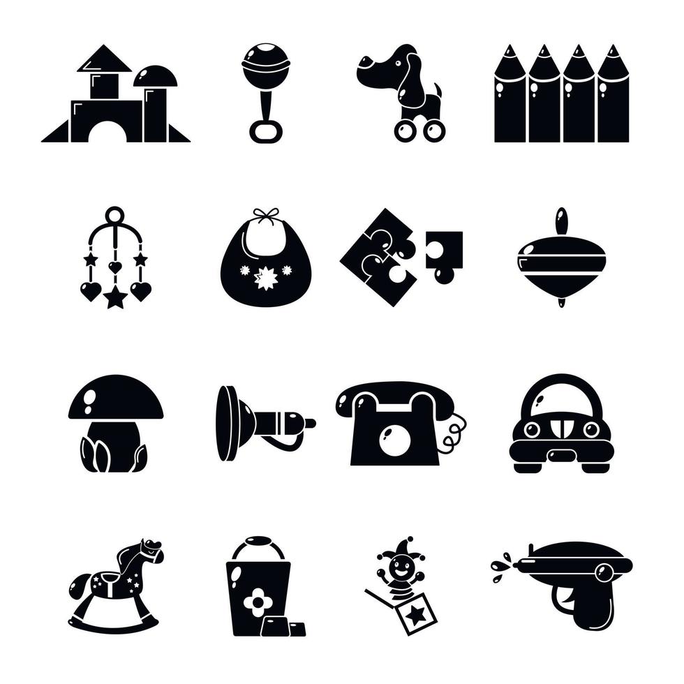 Kindergarten icons set, simple style vector