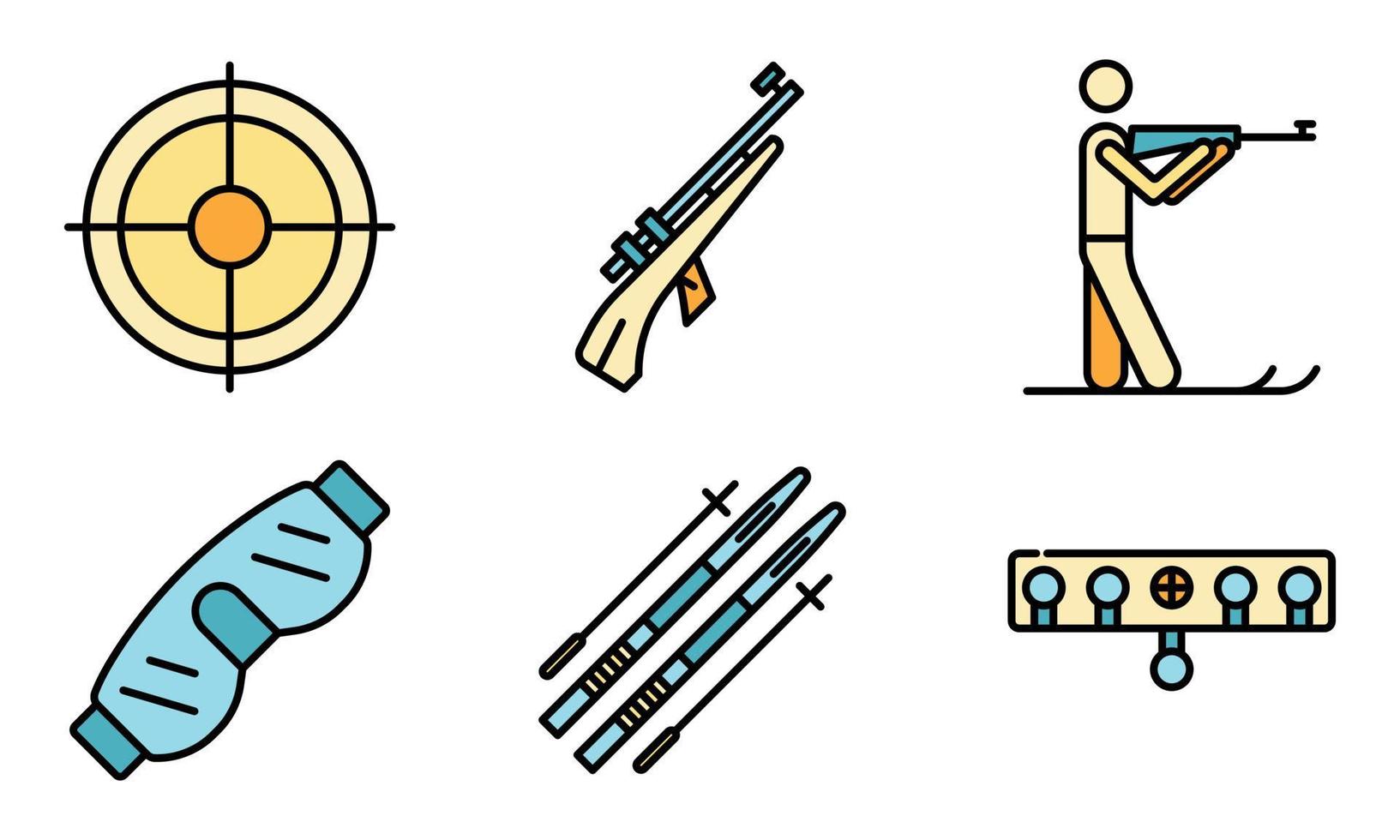 Biathlon icons set vector flat