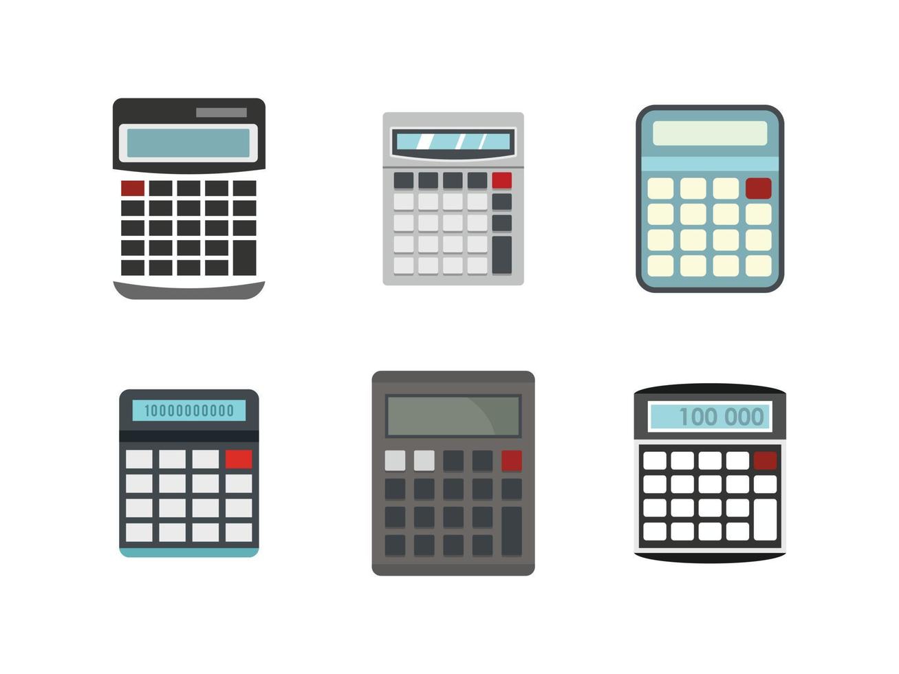 Calculator icon set, flat style vector