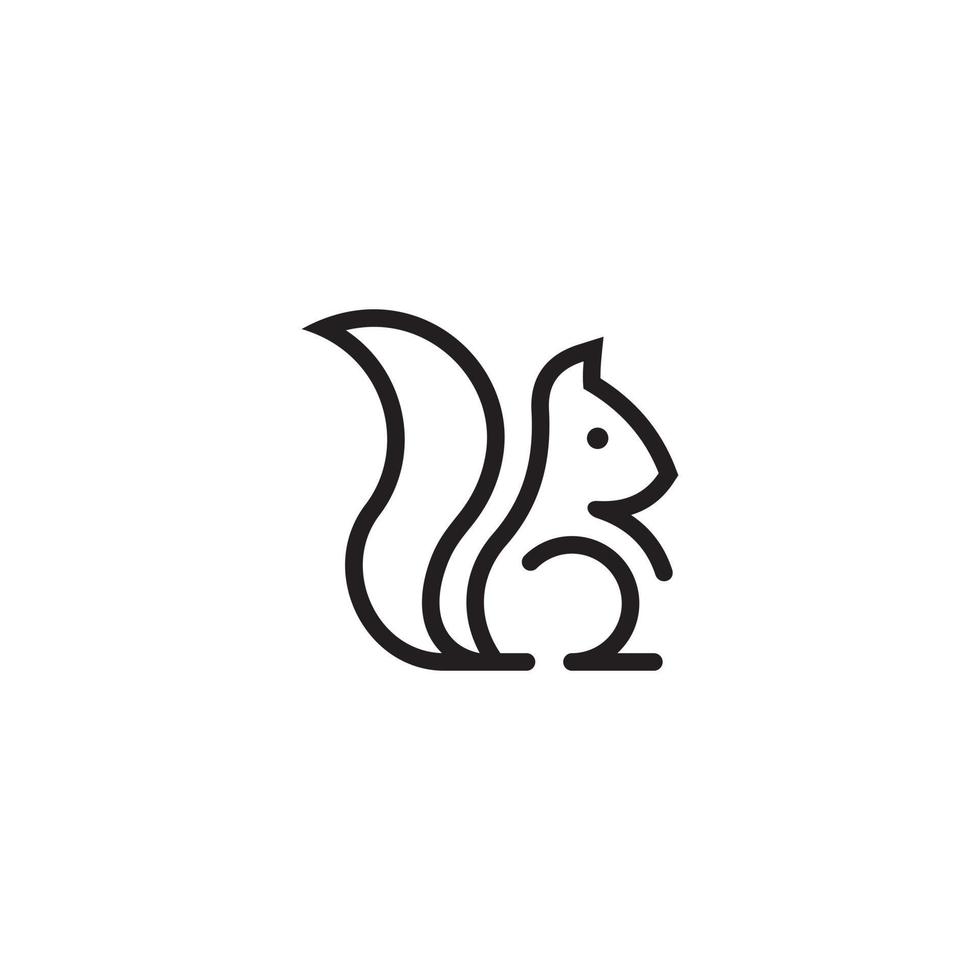 Squirrel outline vector logo design concept.