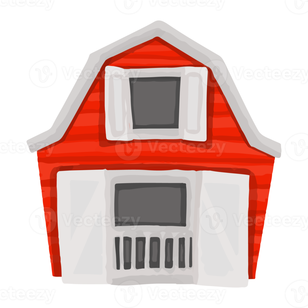 akvarell hus, handmålade gård clipart png