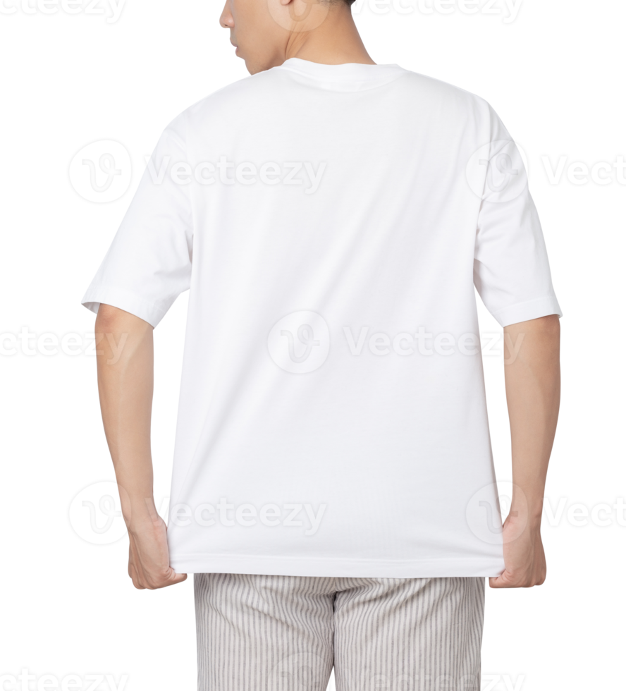 jonge man in oversized t-shirt mockup-uitsparing, png-bestand png